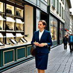 Zurich Shopping Scene**

"A professional woman in a stylish, yet modest, business outfit, browsing a high-end watch shop on Bahnhofstrasse in Zurich, Switzerland. Background includes luxury boutiques and a bustling city street scene. Perfect anatomy, correct proportions, well-formed hands, appropriate attire, safe for work, professional photography, high quality."

**